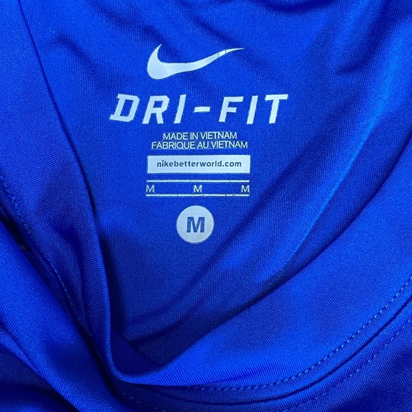 EUC Nike Mens Shirt Blue Grey Colorblock Dri-Fit Crew Neck Short Sleeve Swoosh - Picture 3 of 4